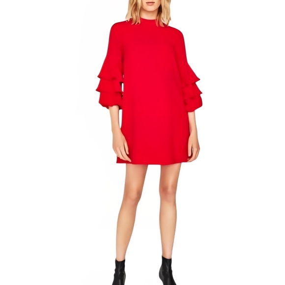 Zara Dresses & Skirts - Zara Vibrant Red Long Sleeve Dress